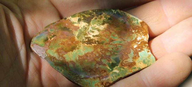 Green turquoise with iron rich limonite matrix