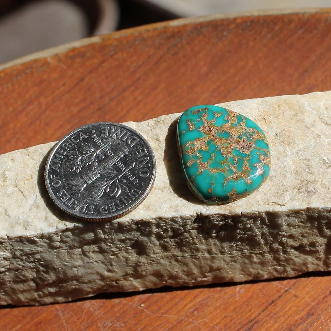 Natural Turquoise Cabochon With Iron Quartz Matrix Stone Mountain