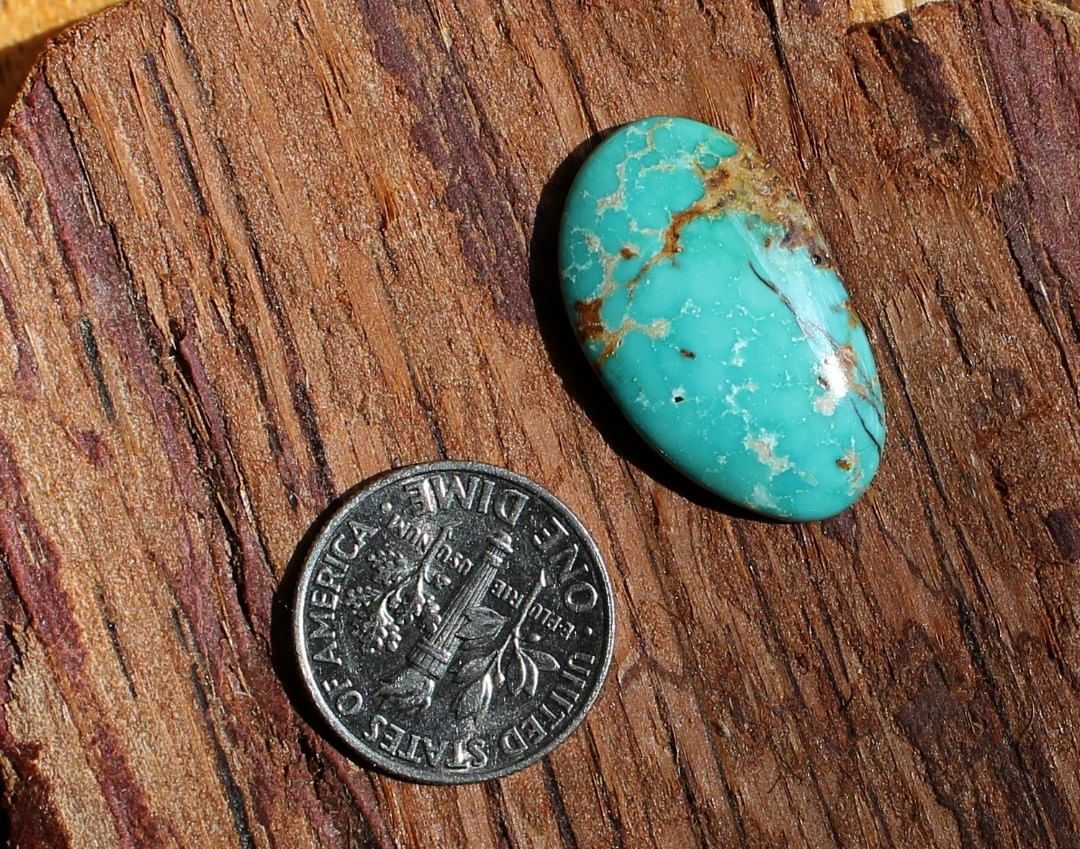 Natural blue turquoise cabochon w/ interesting inclusions (Stone Mountain Turquoise)
Instagram    $32 for 11.0 carats solid, un-backed & untreated Nevada turquoise. 
