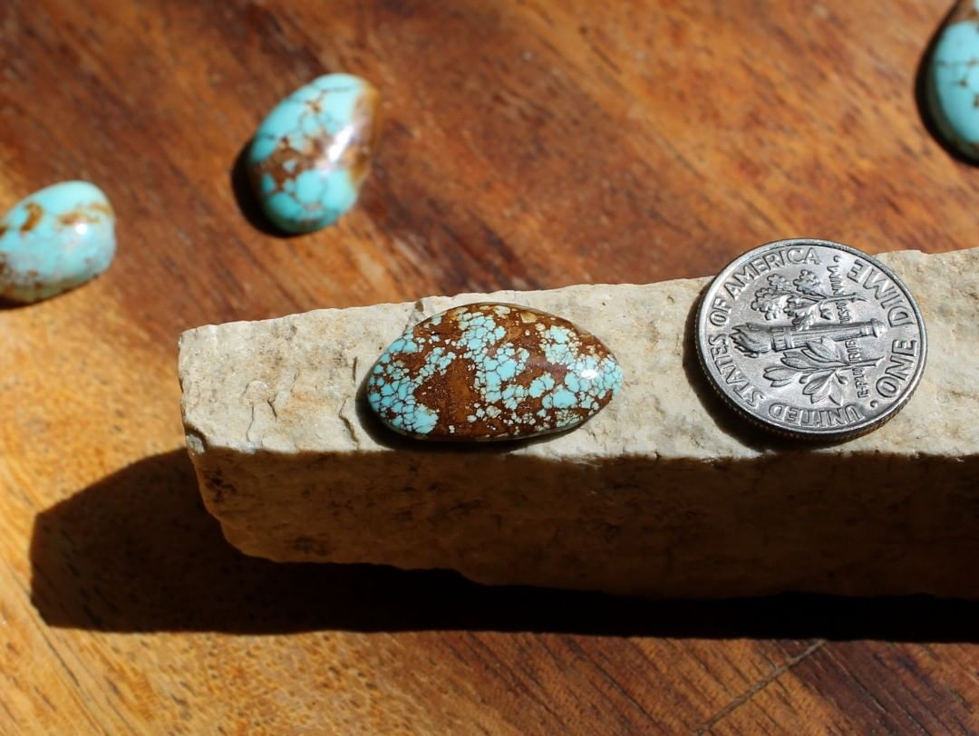 Natural blue turquoise cabochon w/ spiderweb inclusions (Stone Mountain Turquoise)
Instagram    $12 for 4.4 carats untreated & un-backed Nevada turquoise.
