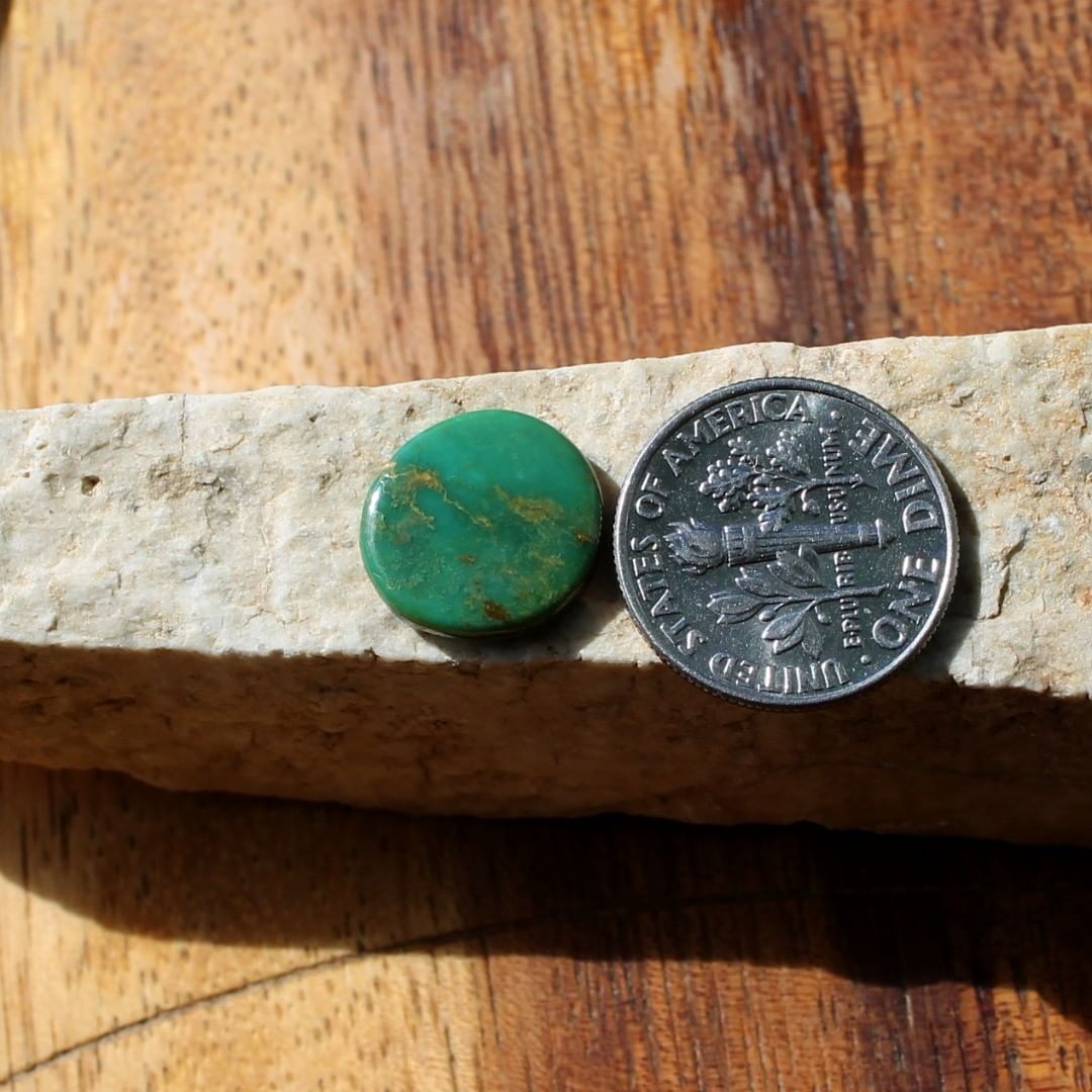 Natural flat-top green turquoise cabochon (Stone Mountain Turquoise)
Instagram    $10 for 3.8 carats untreated & un-backed Nevada turquoise.
