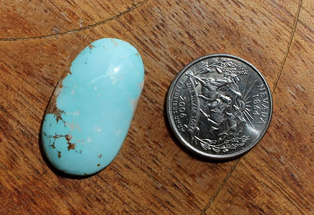 Natural light blue turquoise cabochon with red matrix (Stone Mountain Turquoise)
Instagram    $75 for 26.4 carats solid, un-backed & untreated Nevada turquoise