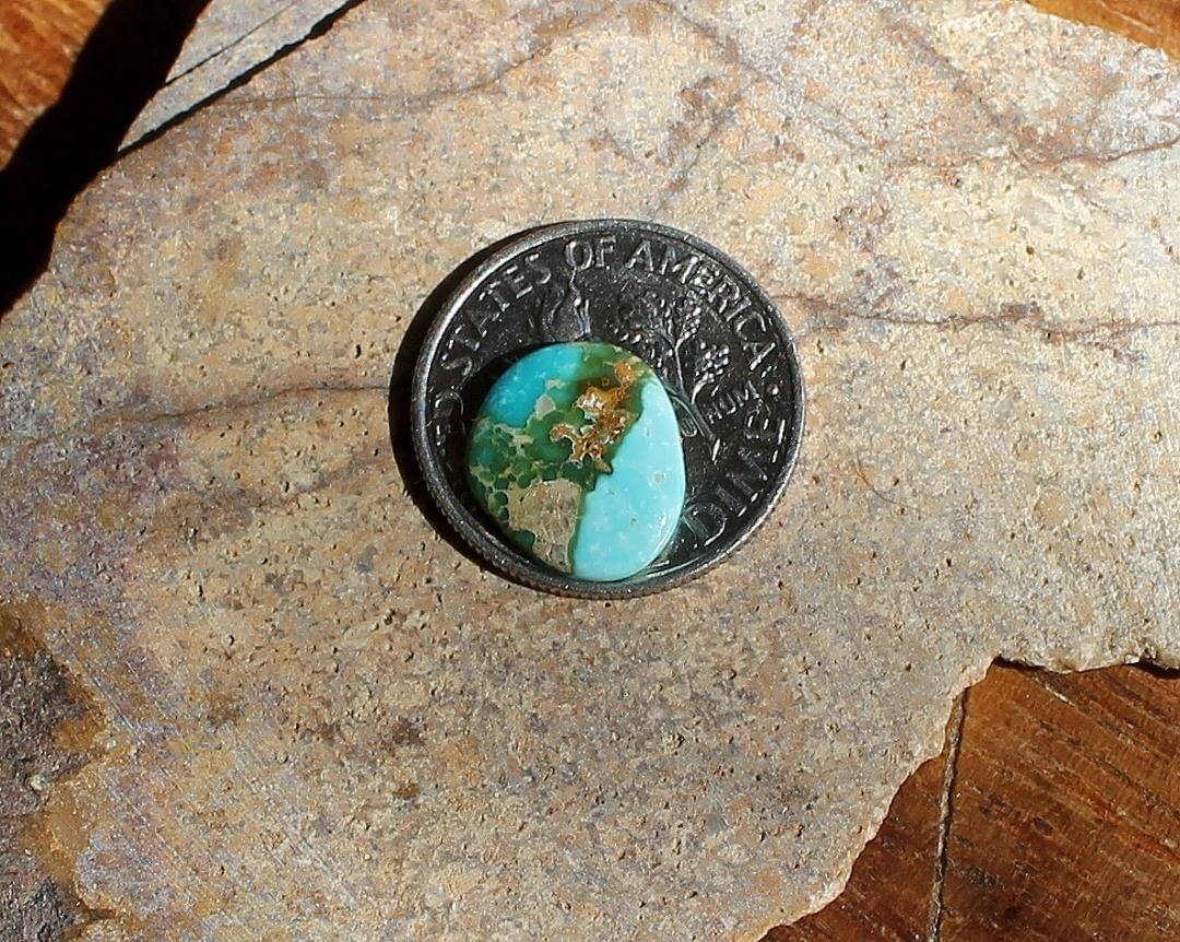 Natural mini blue Stone Mountain Turquoise cabochon w/ interesting pattern
Instagram    $7 for 1.8 cts untreated & un-backed Nevada turquoise.
