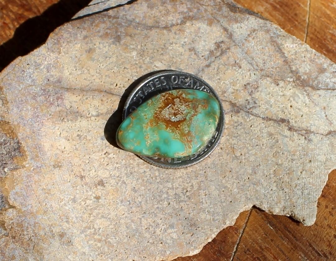 Natural Stone Mountain Turquoise cabochon w/ red inclusions
Instagram    $12 for 4.6 cts untreated & un-backed Nevada turquoise.
