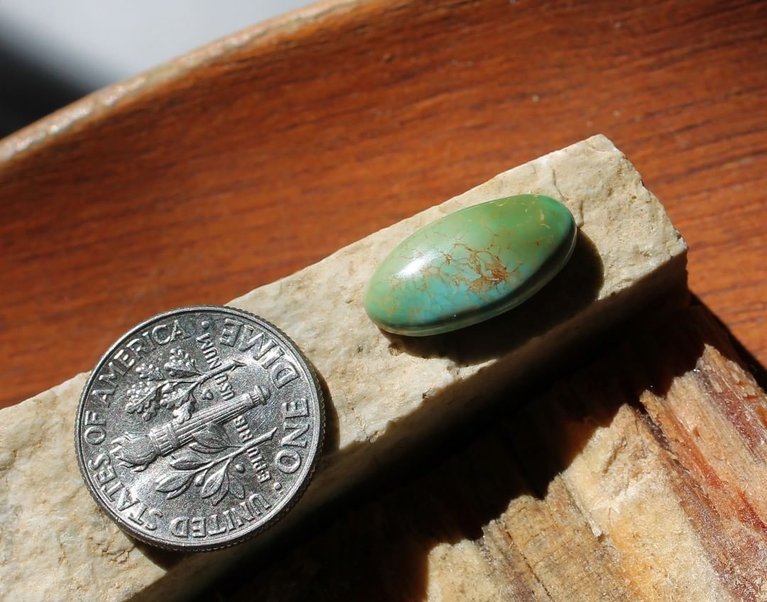 Natural Stone Mountain Turquoise Cabochon w/ red matrix
Instagram    $10 for 3.4 carats untreated & un-backed Nevada turquoise