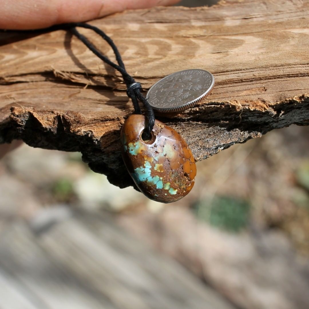 Natural turquoise focal bead w/ red inclusions. (Stone Mountain Turquoise)
Instagram    $65 for 20.7 cts untreated & un-backed Nevada turquoise.
