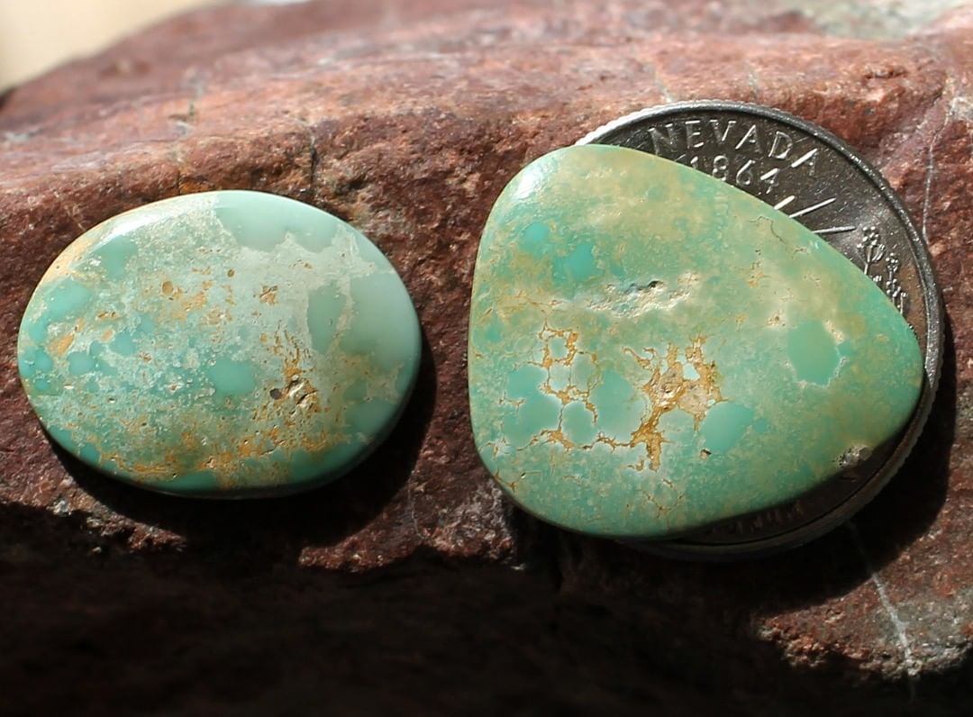 Not the typical Stone Mountain Turquoise (mandatory reshoot)
Instagram    $48 for 9.8, 7.6 carats untreated & un-backed Nevada turquoise.
